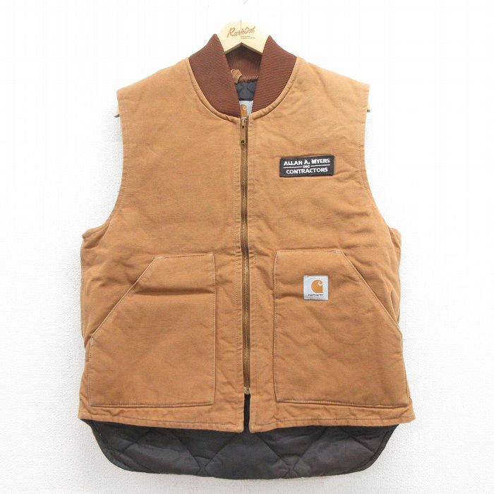 XL★古着 カーハート Carhartt ベスト メンズ 90年代 90s ダック地 コットン USA製 茶 ブラウン 内側キルティング 25sep02 中古 アウター