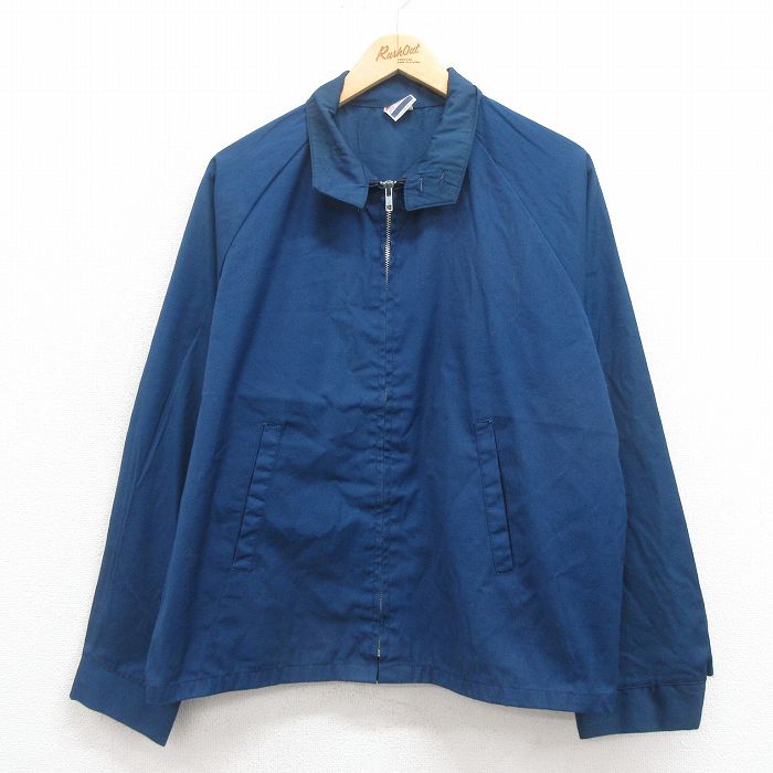 XL★古着 長袖 ジャケット スイングトップ メンズ 80年代 80s ラグラン 紺 ネイビー 25sep02 中古 アウター ジャンパー ブルゾン