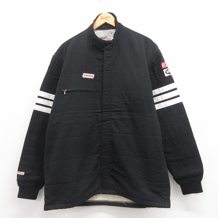 XL★古着 シンプソン 長袖 レーシング ジャケット メンズ 80年代 80s ロング丈 黒他 ブラック 25sep04 中古 アウター ジャンパー ブルゾン