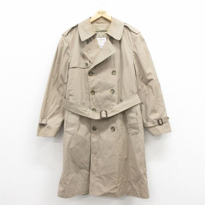 L★古着 ロンドンフォグ 長袖 トレンチ コート メンズ 90年代 90s ロング丈 USA製 ベージュ カーキ 25sep04 中古 アウター
