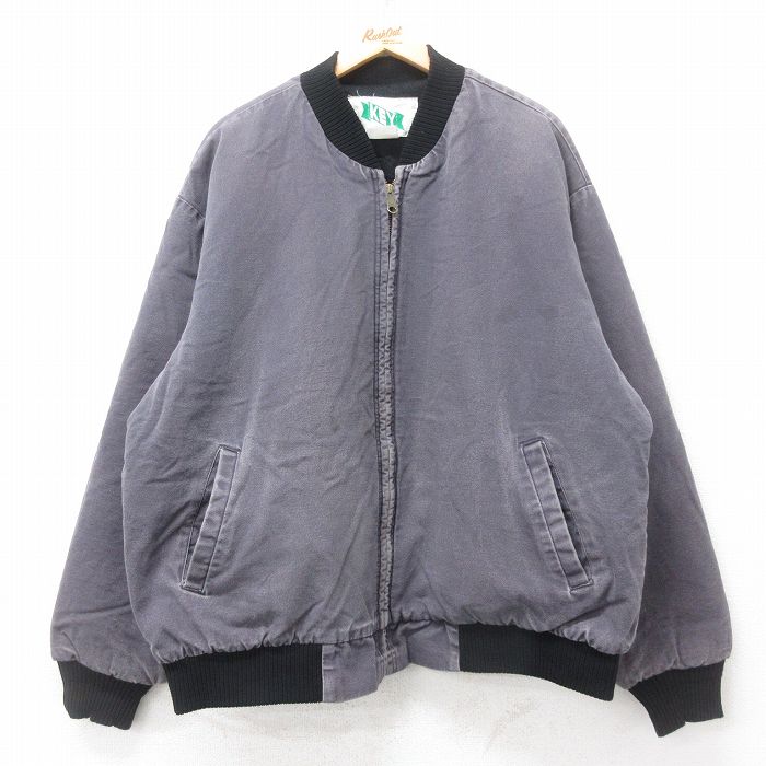 XL★古着 キー KEY 長袖 ジャケット メンズ 90年代 90s ダック地 大きいサイズ コットン USA製 グレー系他 内側キルティング 【spe】 25sep10 中古 アウター ジャンパー ブルゾン