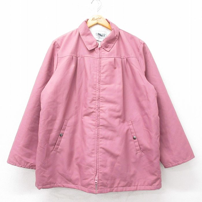 XL★古着 長袖 ジャケット メンズ 90年代 90s 大きいサイズ USA製 ピンク系 内側ファー 25sep10 中古 アウター ジャンパー ブルゾン