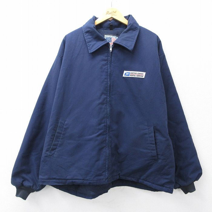XL★古着 長袖 ワーク ジャケット メンズ 90年代 90s USPS 大きいサイズ USA製 濃紺 ネイビー 25sep19 中古 アウター ジャンパー ブルゾン