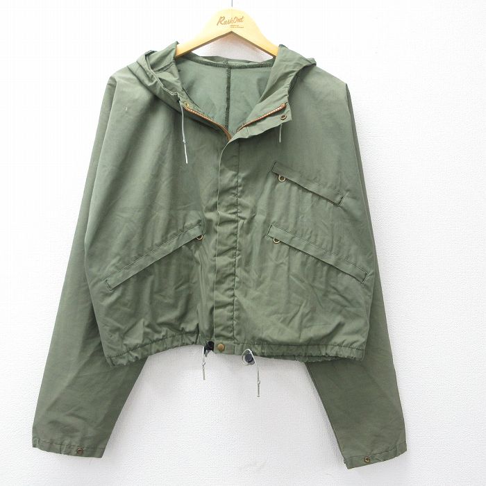 XL★古着 エルエルビーン LLBEAN 長袖 ジャケット パーカー メンズ 80年代 80s ショート丈 大きいサイズ タロン 緑系 グリーン 【spe】 25sep19 中古 アウター ジャンパー ブルゾン