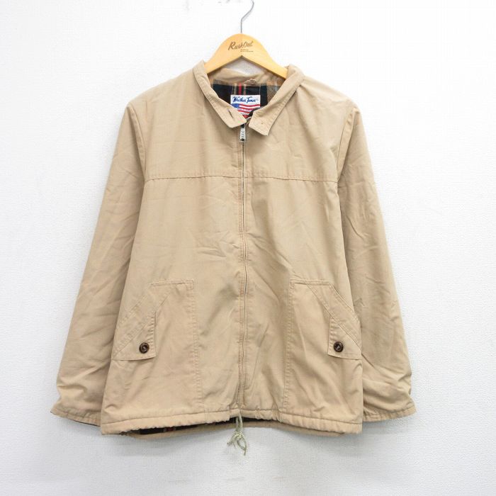 XL★古着 長袖 ジャケット メンズ 90年代 90s USA製 ベージュ カーキ 25sep24 中古 アウター ジャンパー ブルゾン
