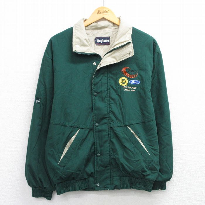 L★古着 キングルイ 長袖 ジャケット メンズ 90年代 90s Ford フォード UAW USA製 緑 グリーン 内側キルティング 25sep24 中古 アウター ジャンパー ブルゾン