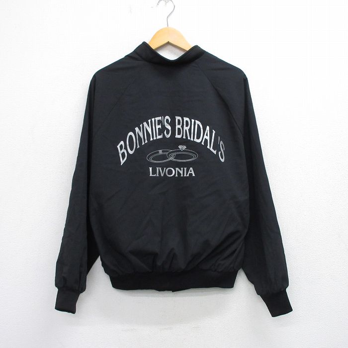 XL★古着 長袖 ジャケット メンズ 90年代 90s 指輪 大きいサイズ USA製 黒 ブラック 25sep24 中古 アウター ジャンパー ブルゾン