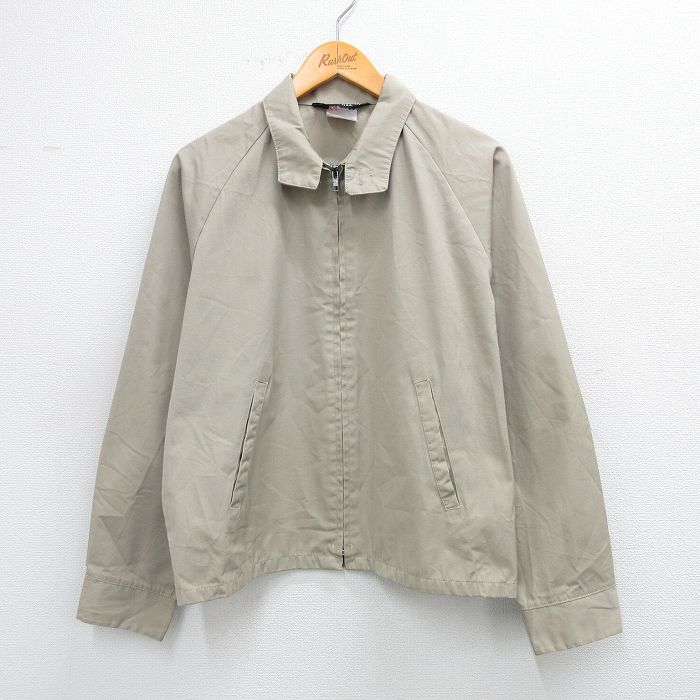 L★古着 長袖 ジャケット スイングトップ メンズ 90年代 90s ラグラン USA製 ベージュ カーキ 25sep25 中古 アウター ジャンパー ブルゾン