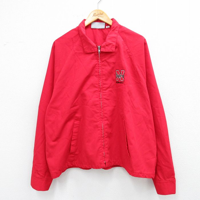 XL★古着 キングルイ 長袖 ジャケット スイングトップ メンズ 90年代 90s ネブラスカ ラグラン 大きいサイズ USA製 赤 レッド 25sep25 中古 アウター ジャンパー ブルゾン