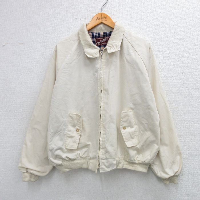 XL★古着 長袖 ジャケット スイングトップ メンズ 80年代 80s ラグラン 薄ベージュ カーキ 25sep25 中古 アウター ジャンパー ブルゾン