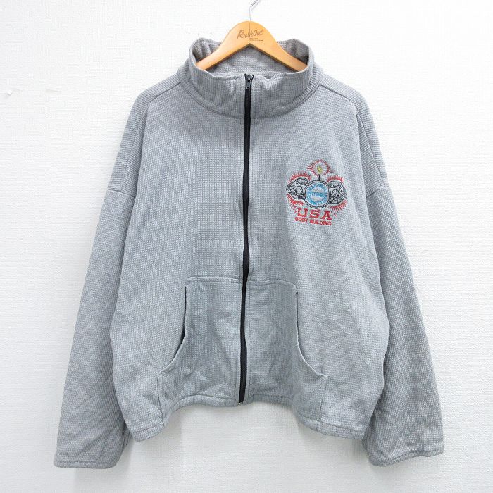 XL★古着 長袖 ジャケット メンズ 90年代 90s PHYSIQUE 大きいサイズ コットン USA製 グレー 25sep25 中古 アウター ジャンパー ブルゾン
