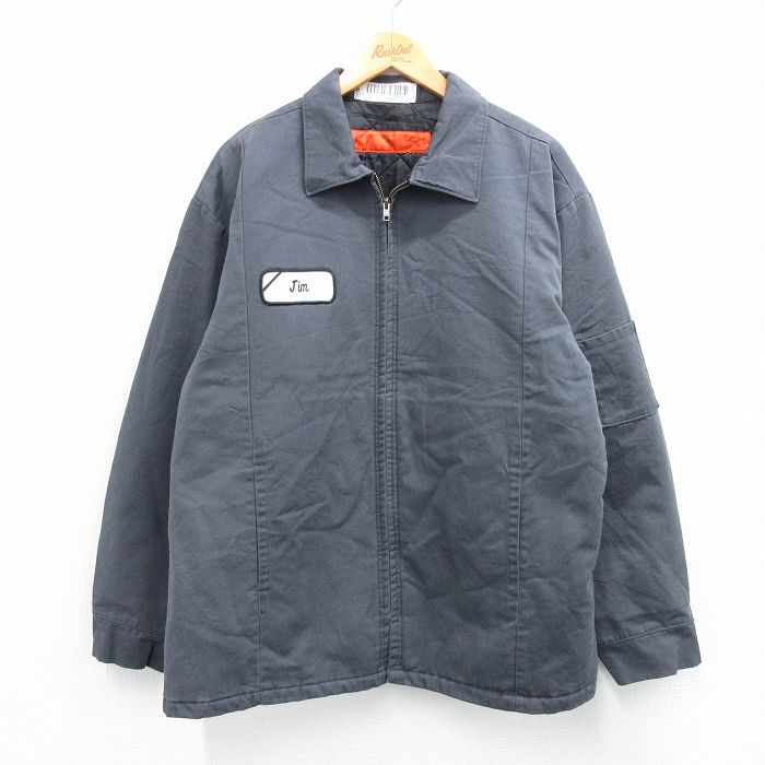 XL★古着 レッドキャップ 長袖 ワーク ジャケット メンズ 00年代 00s 濃グレー 内側キルティング 25sep25 中古 アウター ジャンパー ブルゾン