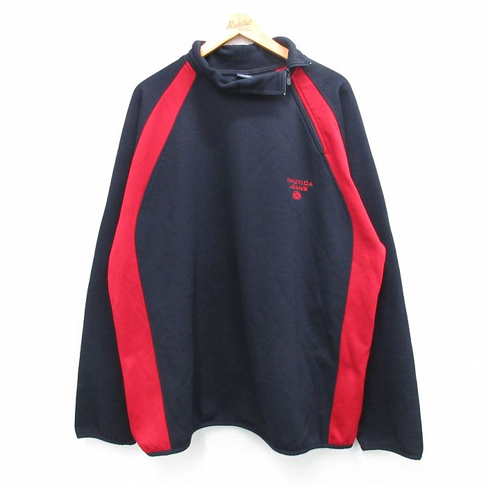 XL★古着 ノーティカ NAUTICA 長袖 ブランド ジャケット メンズ ワンポイントロゴ 濃紺他 ネイビー 【spe】 25sep25 中古 アウター ジャンパー ブルゾン