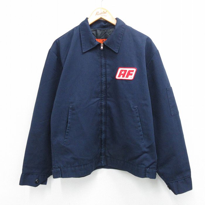 XL★古着 レッドキャップ 長袖 ワーク ジャケット メンズ 80年代 80s AF USA製 タロン 紺 ネイビー 内側キルティング 25sep25 中古 アウター ジャンパー ブルゾン