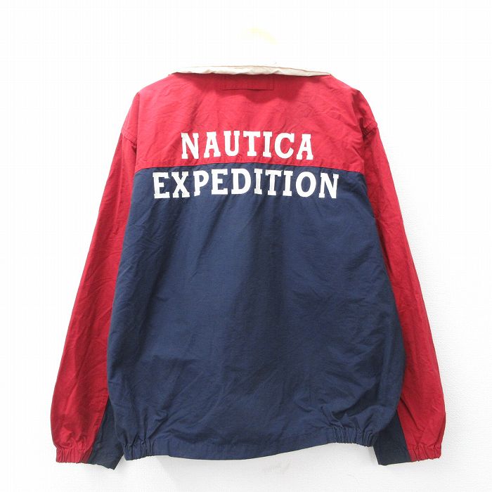XL★古着 ノーティカ NAUTICA 長袖 ブランド ジャケット メンズ 90年代 90s EXPEDITION ツートンカラー 大きいサイズ 紺他 ネイビー 内側メッシュ 25sep27 中古 アウター ジャンパー ブルゾン