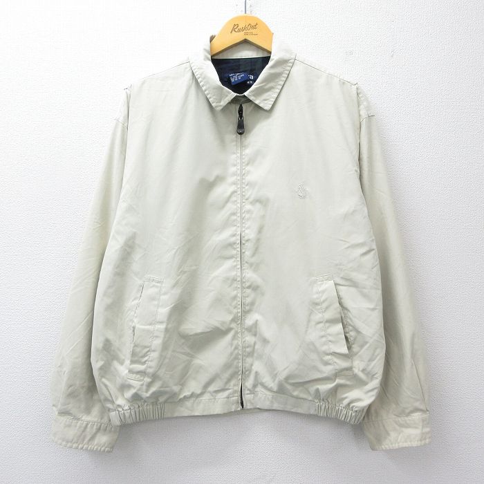 XL★古着 ノーティカ NAUTICA 長袖 ブランド ジャケット スイングトップ メンズ 90年代 90s ワンポイントロゴ 薄ベージュ カーキ 25sep29 中古 アウター ジャンパー ブルゾン