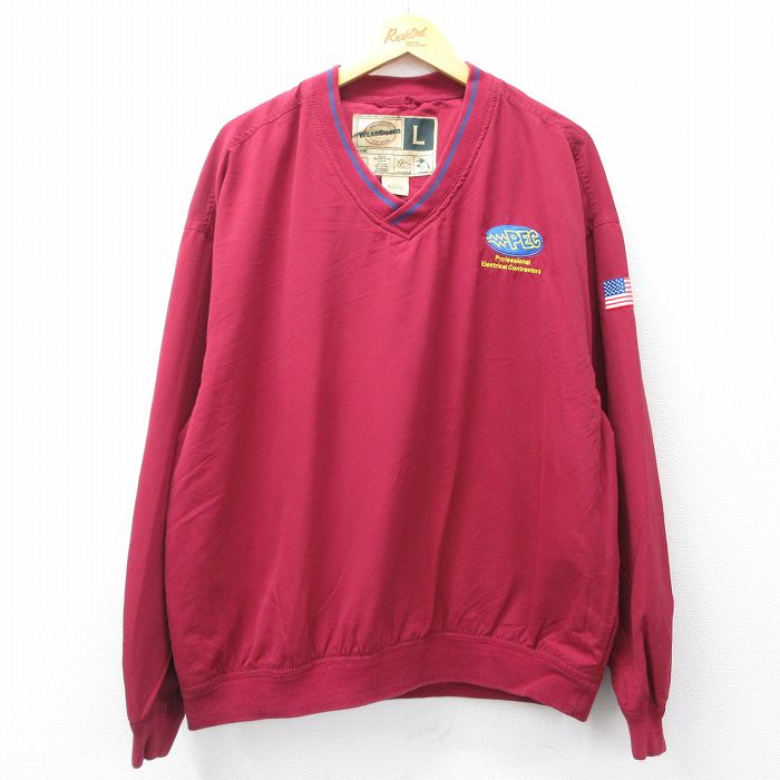 XL★古着 Wear Guard 長袖 ジャケット メンズ 00年代 00s PEC 大きいサイズ Vネック エンジ他 25sep29 中古 アウター ジャンパー ブルゾン