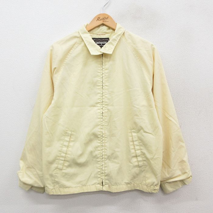 【20%OFF】L★古着 キャンパス 長袖 ジャケット スイングトップ メンズ 80年代 80s ラグラン USA製 タロン 薄黄 イエロー 25sep30 中古 アウター ジャンパー ブルゾン