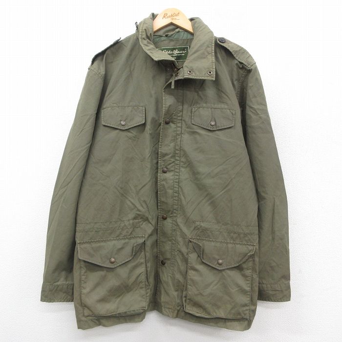 XL★古着 エディーバウアー 長袖 ジャケット メンズ 大きいサイズ ロング丈 緑系 グリーン 25sep30 中古 アウター ジャンパー ブルゾン