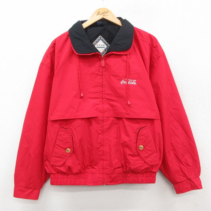XL★古着 長袖 ジャケット メンズ 90年代 90s コカコーラ 赤 レッド 25sep30 中古 アウター ジャンパー ブルゾン