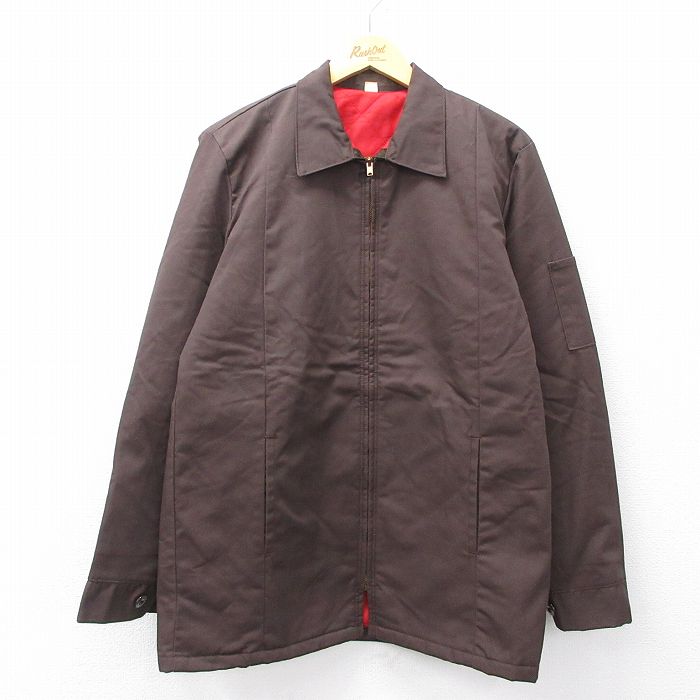 L★古着 長袖 ワーク ジャケット メンズ 80年代 80s こげ茶 ブラウン 内側キルティング 25oct02 中古 アウター ジャンパー ブルゾン
