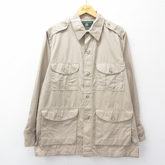 XL★古着 オービス ORVIS 長袖 サファリ ジャケット メンズ 80年代 80s ベージュ カーキ 【spe】 25oct02 中古 アウター ジャンパー ブルゾン