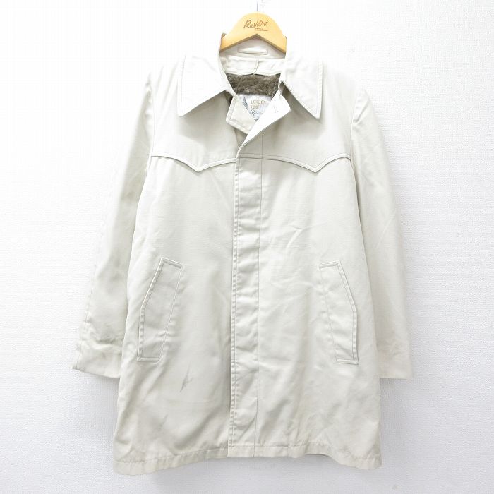 M★古着 ロンドンフォグ 長袖 コート メンズ 80年代 80s ロング丈 薄ベージュ カーキ 内側ファー 25oct02 中古 アウター