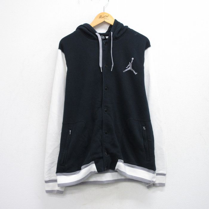 XL★古着 長袖 ジャケット パーカー メンズ 00年代 00s マイケルジョーダン エアジョーダン ツートンカラー 大きいサイズ 黒 ブラック 25oct03 中古 アウター ジャンパー ブルゾン