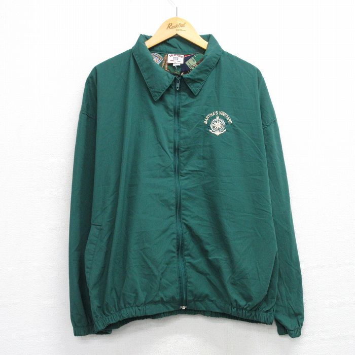 XL★古着 長袖 ジャケット メンズ 80年代 80s イカリ マーサズビンヤード 大きいサイズ USA製 タロン 緑 グリーン 25oct03 中古 アウター ジャンパー ブルゾン