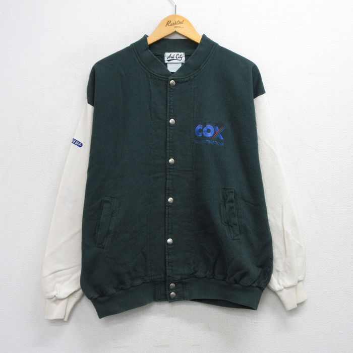 XL★古着 長袖 ジャケット メンズ 90年代 90s COX ツートンカラー コットン カナダ製 緑 グリーン 25oct03 中古 アウター ジャンパー ブルゾン