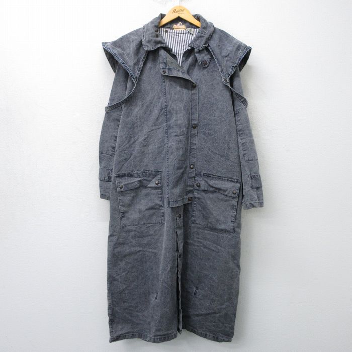 XL★古着 長袖 コート メンズ 90年代 90s ラグラン ダック地 ロング丈 大きいサイズ コットン カナダ製 紺系 ネイビー 【spe】 25oct03 中古 アウター