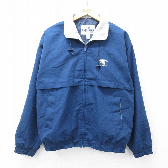 XL★古着 長袖 ジャケット メンズ 90年代 90s U.S.SENATE USA製 紺 ネイビー 25oct03 中古 アウター ジャンパー ブルゾン