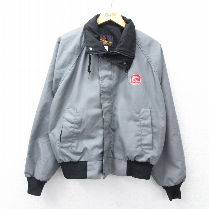 XL★古着 長袖 ジャケット メンズ 90年代 90s カンザスシティ ラグラン USA製 グレー 内側フリース 25oct03 中古 アウター ジャンパー ブルゾン