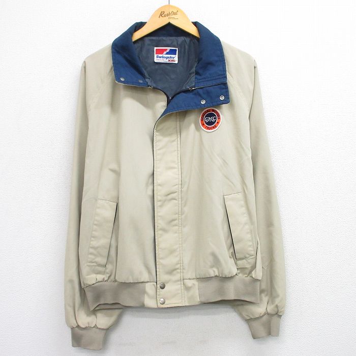 XL★古着 スイングスター 長袖 ジャケット メンズ 90年代 90s GENERAL MOTORS ラグラン 大きいサイズ USA製 ベージュ カーキ 25oct10 中古 アウター ジャンパー ブルゾン