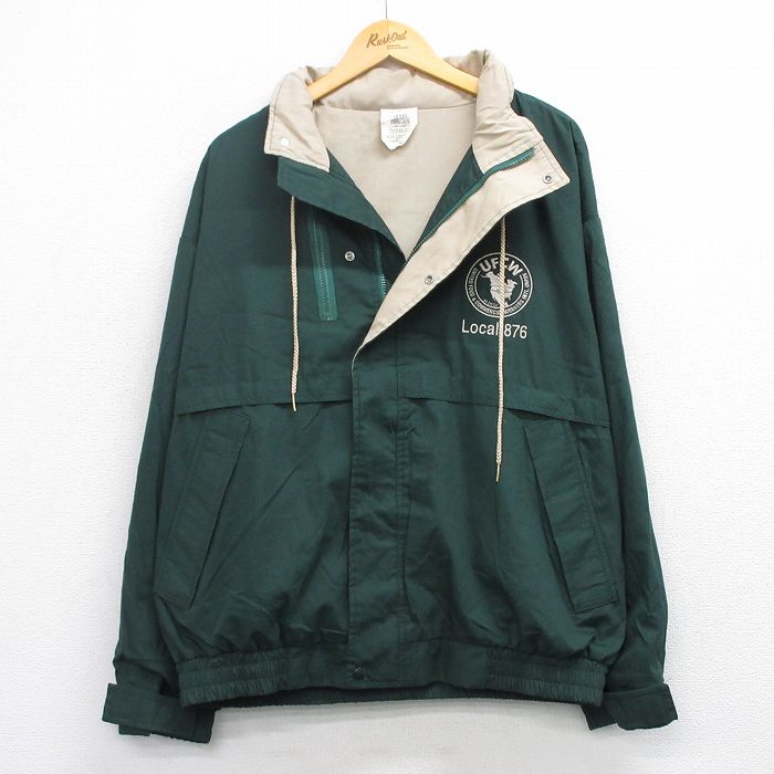 XL★古着 長袖 ジャケット メンズ 90年代 90s UFCW 大きいサイズ USA製 緑 グリーン 25oct10 中古 アウター ジャンパー ブルゾン