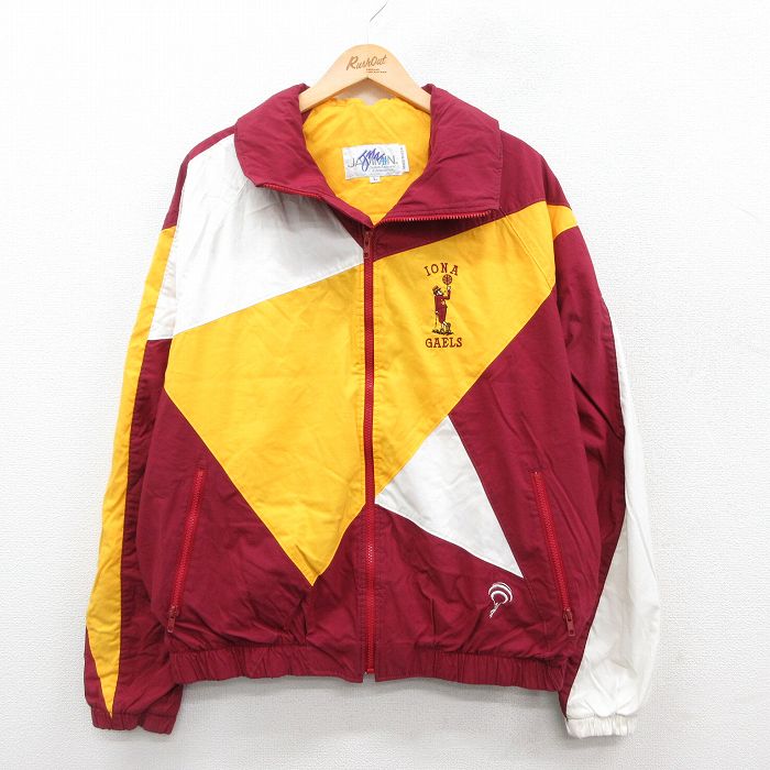 XL★古着 長袖 ジャケット メンズ 90年代 90s IONA ラグラン 大きいサイズ エンジ他 25oct10 中古 アウター ジャンパー ブルゾン