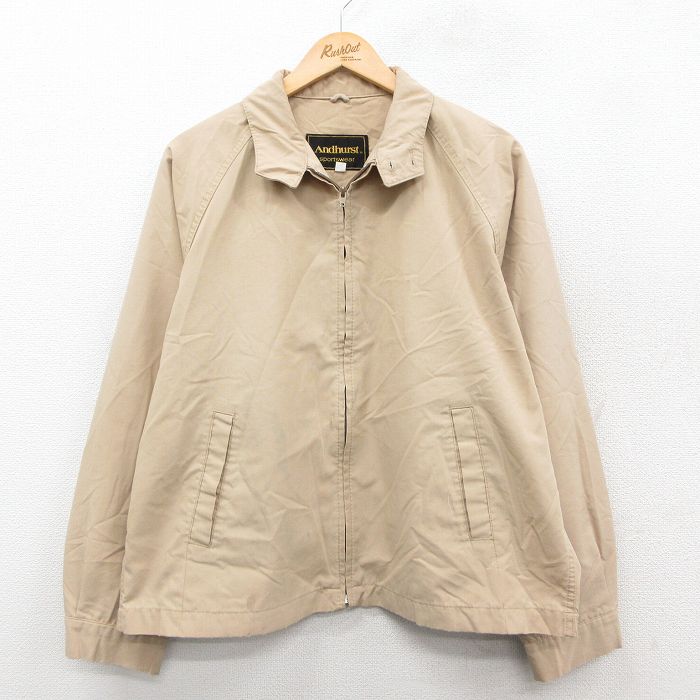 XL★古着 長袖 ジャケット スイングトップ メンズ 90年代 90s ラグラン 大きいサイズ ベージュ カーキ 25oct10 中古 アウター ジャンパー ブルゾン