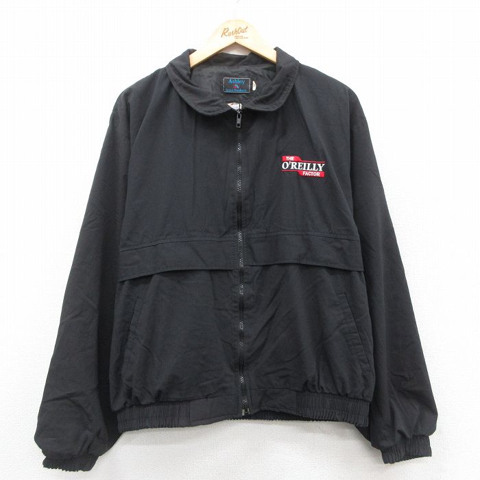 XL★古着 長袖 ナイロン ジャケット メンズ 90年代 90s OREILLY USA製 黒 ブラック 25oct11 中古 アウター ジャンパー ブルゾン