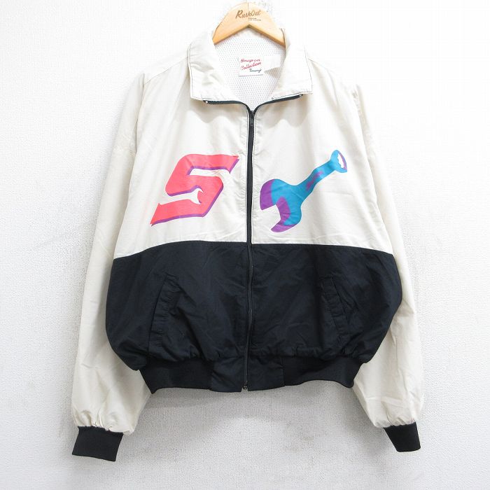 XL★古着 スイングスター 長袖 ジャケット メンズ 90年代 90s スナップオン 工具 大きいサイズ 白他 ホワイト 内側メッシュ 【spe】 25oct14 中古 アウター ジャンパー ブルゾン