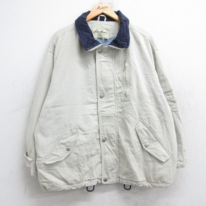 XL★古着 エディーバウアー 長袖 ジャケット メンズ 00年代 00s 大きいサイズ コットン ベージュ カーキ 25oct14 中古 アウター ジャンパー ブルゾン
