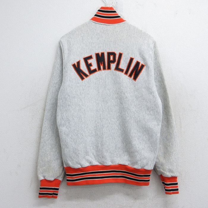 S★古着 長袖 ジャケット スタジャン メンズ 90年代 90s KEMPLIN メガホン USA製 薄グレー 霜降り 25oct14 中古 アウター ジャンパー ブルゾン