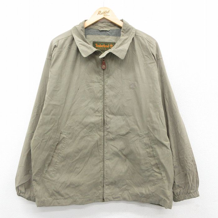 XL★古着 ティンバーランド 長袖 ジャケット スイングトップ メンズ 00年代 00s ワンポイントロゴ 大きいサイズ ベージュ カーキ 25oct15 中古 アウター ジャンパー ブルゾン