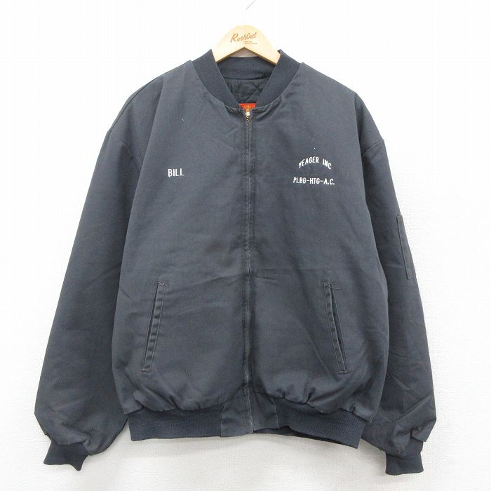 XL★古着 レッドキャップ 長袖 ワーク ジャケット メンズ 80年代 80s YEAGER 刺繍 大きいサイズ USA製 タロン 濃グレー 内側キルティング 25oct16 中古 アウター ジャンパー ブルゾン