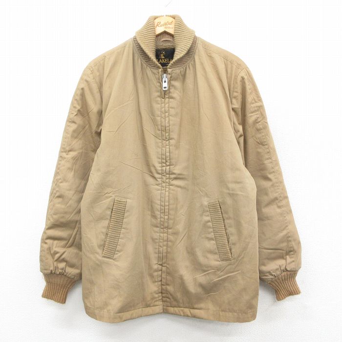XL★古着 レイクランド 長袖 ファラオ ジャケット メンズ 70年代 70s ショールカラー ベージュ カーキ 内側ボア 【spe】 25oct16 中古 アウター ジャンパー ブルゾン