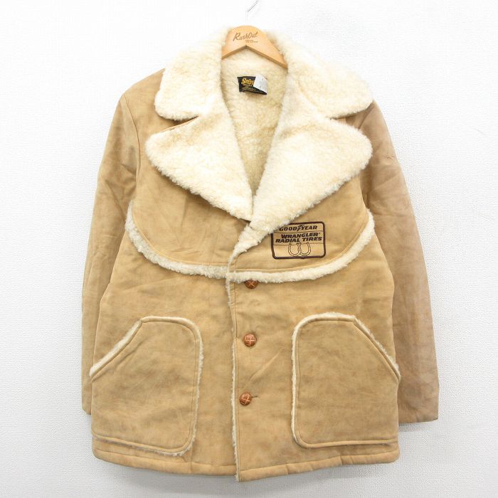XL★古着 スイングスター 長袖 ランチ コート メンズ 80年代 80s グッドイヤー ラングラー Wrangler 大きいサイズ コットン 茶他 ブラウン 内側ボア 【spe】 25oct16 中古 アウター