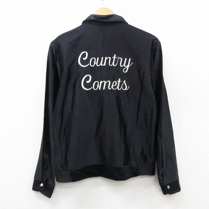 S★古着 長袖 ジャケット メンズ 80年代 80s Country Comets 刺繍 黒 ブラック 25oct16 中古 アウター ジャンパー ブルゾン