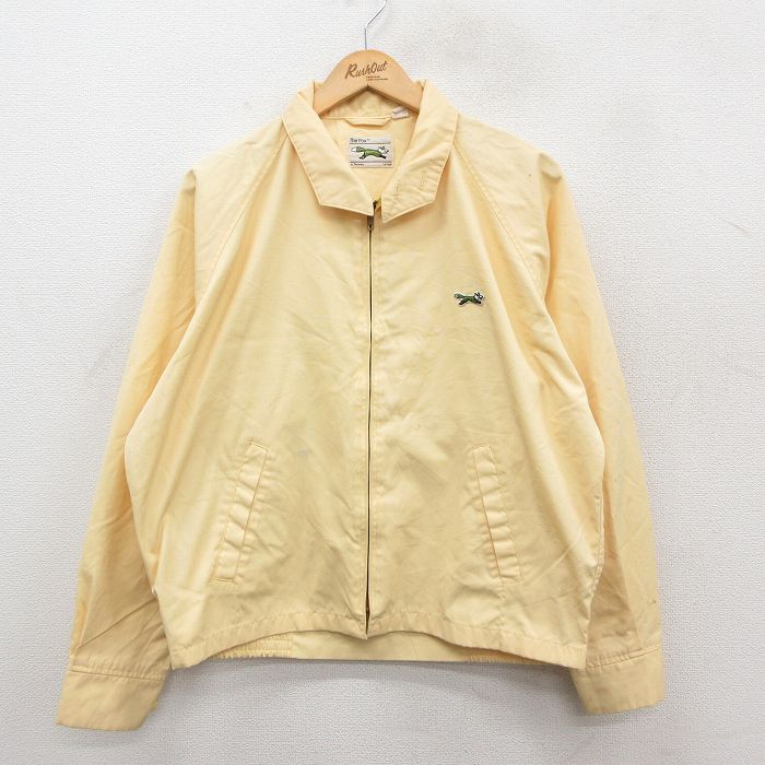 【20%OFF】XL★古着 JCペニー ザフォックス THE FOX 長袖 ジャケット スイングトップ メンズ 80年代 80s ワンポイントロゴ ラグラン 薄黄 イエロー 【spe】 25oct20 中古 アウター ジャンパー ブルゾン