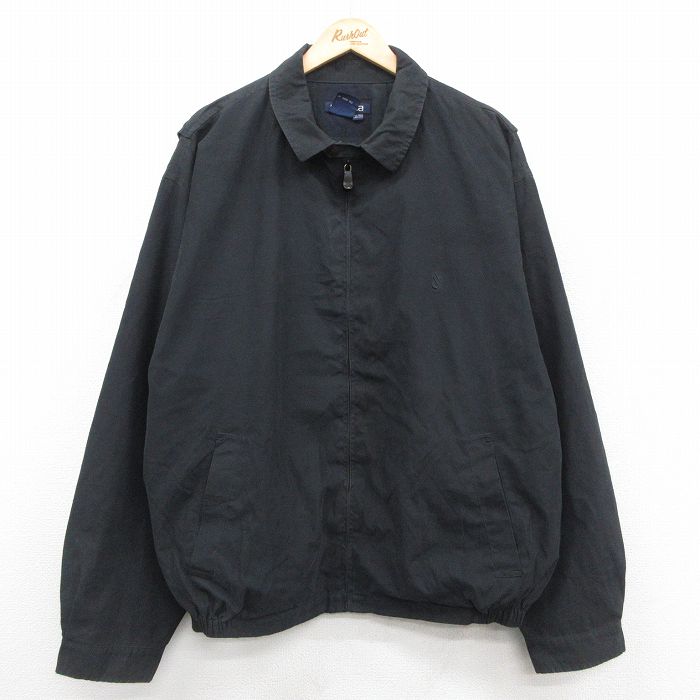 XL★古着 ノーティカ NAUTICA 長袖 ブランド ジャケット スイングトップ メンズ 90年代 90s ワンポイントロゴ 大きいサイズ 黒 ブラック 25oct20 中古 アウター ジャンパー ブルゾン