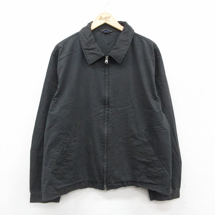 XL★古着 長袖 ジャケット スイングトップ メンズ 大きいサイズ 黒 ブラック 25oct20 中古 アウター ジャンパー ブルゾン