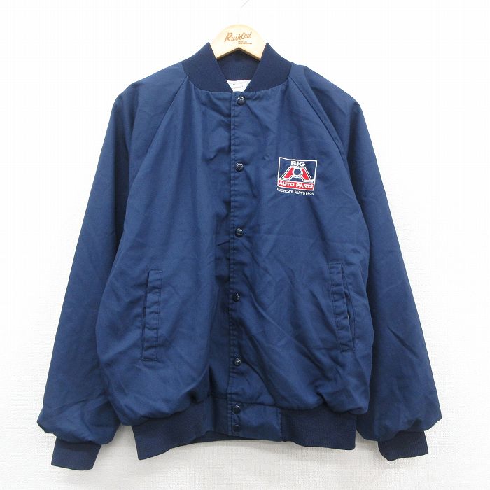 XL★古着 長袖 ジャケット メンズ 90年代 90s AUTO PARTS ラグラン USA製 紺 ネイビー 25oct20 中古 アウター ジャンパー ブルゾン